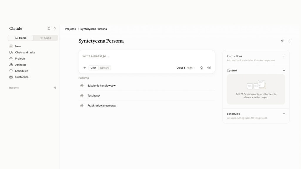 Syntetyczna Persona – Projekt w Claude